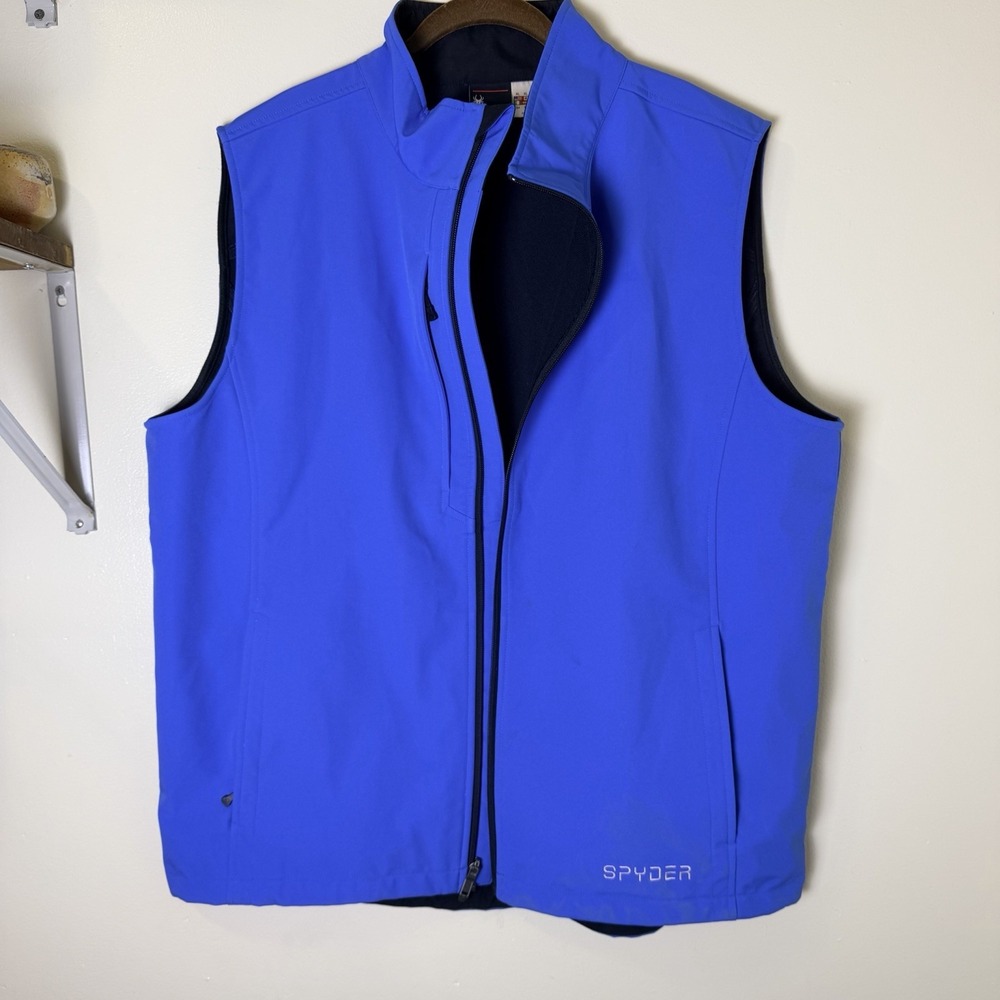 Spyder Venom Polar Stretch Blue Vest Mens XL Modern Fit 3 Zipper Pockets